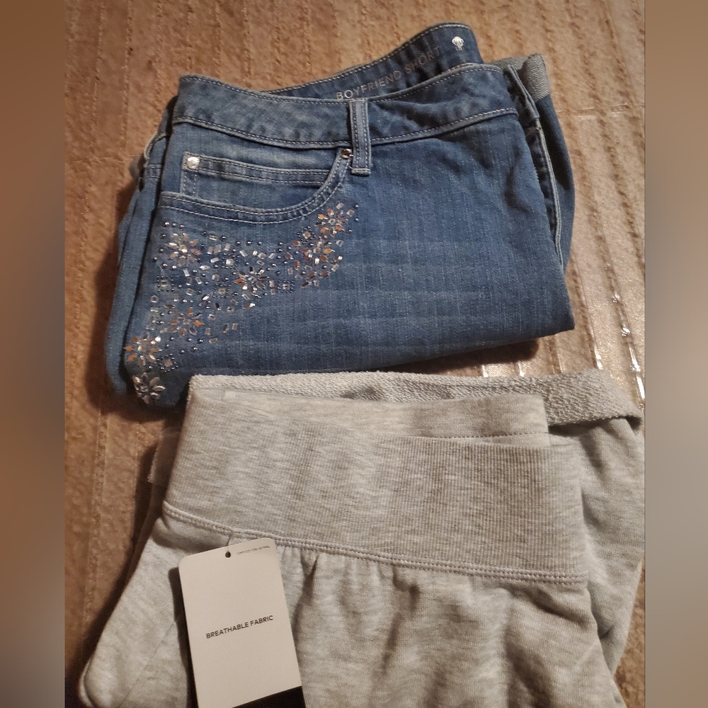 BUNDLE-JLo boyfriend Jean shorts/ Champion shorts